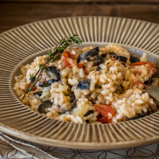 Risotto with scamorza and olives