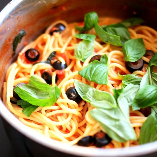 Basil and Olives One-Pot Pasta