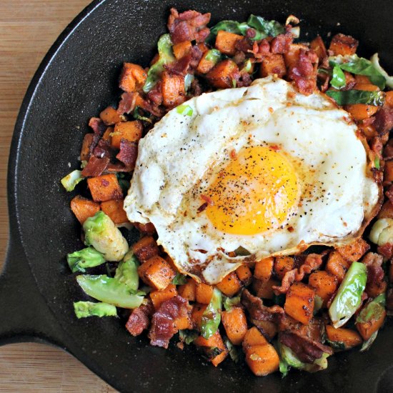 Sweet Potato, Brussels Sprouts Hash