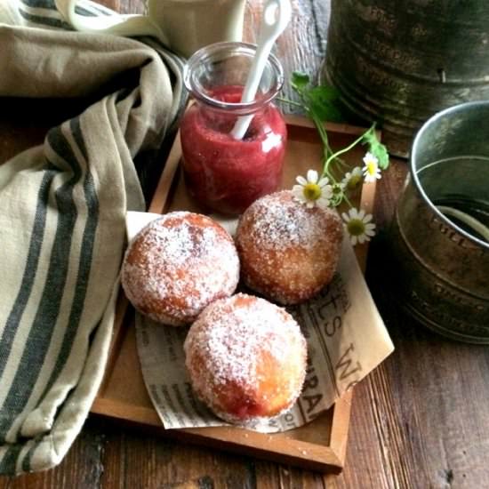 Rhubarb Cardamom Doughnuts