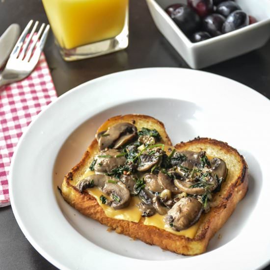 Creamy Mushrooms and Greens Toast