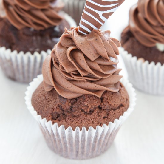 Triple Chocolate Surprise Cupcakes