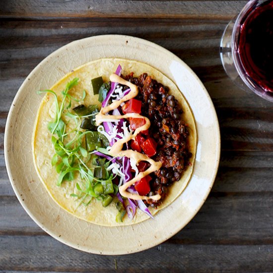 Spicy Black Lentil Tacos