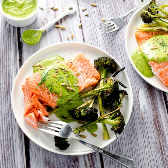 Pan Seared Salmon with Pesto