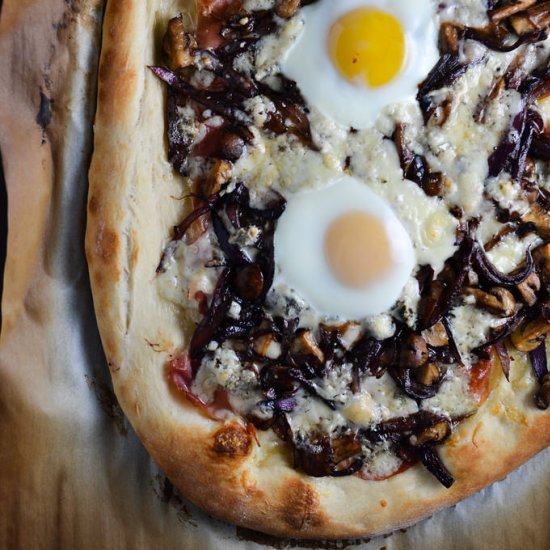 Prosciutto, Onion, Mushroom Pizza