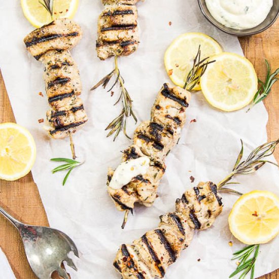 Garlic & Rosemary Chicken Skewers