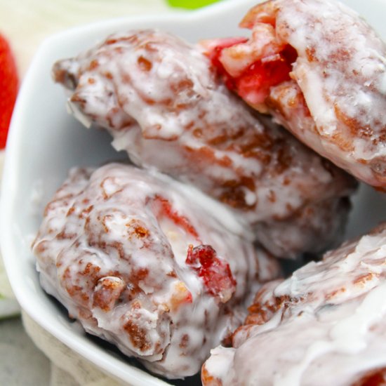 Glazed Fresh Strawberry Fritters