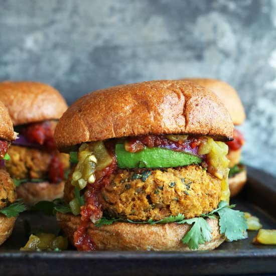 Mexican Green Chili Veggie Burgers