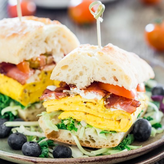 Bacon Omelette Goat Cheese Ciabatta