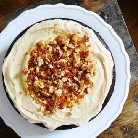 Chocolate Peanut Brittle Cake