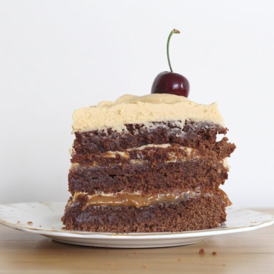 Chocolate Caramel Brownie Cake