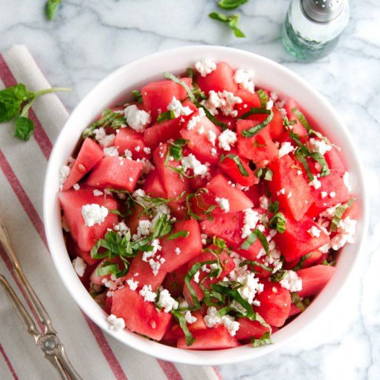 Basil Watermelon Goat Cheese Salad