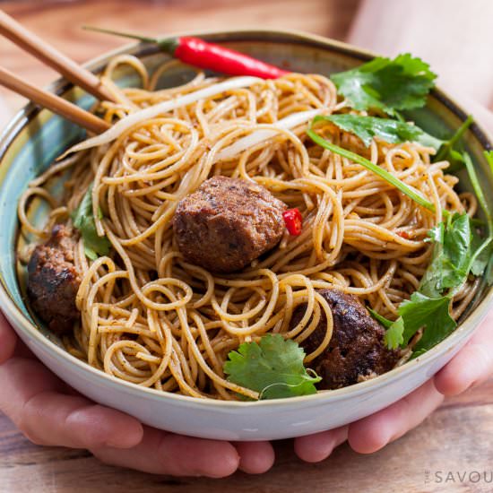 Sichuan Spaghetti and Meatballs