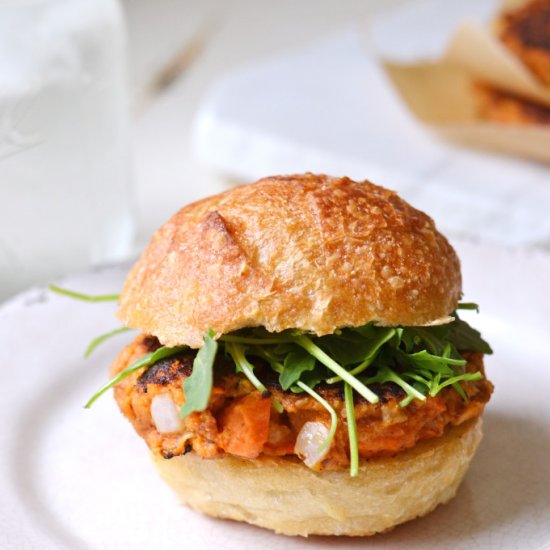 Chipotle Sweet Potato Tuna Burgers