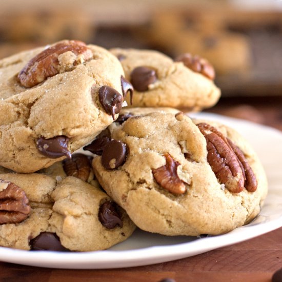 Salted Dark Chocolate Pecan Cookies