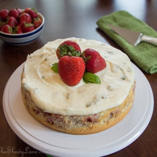 Strawberry Cake with Basil Frosting