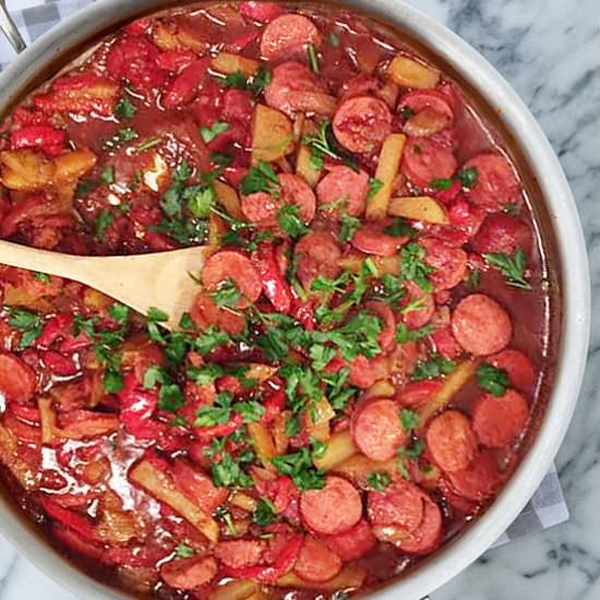 Easy One Skillet Sausage and Pepper