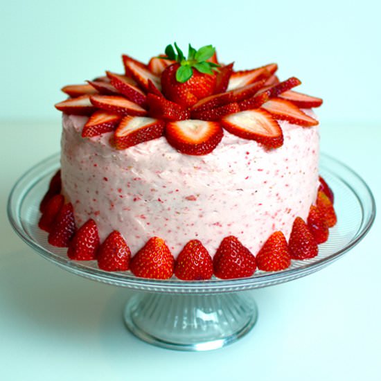 Four Layer Fresh Strawberry Cake