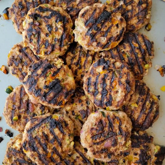 Loaded Veggie Turkey Burgers