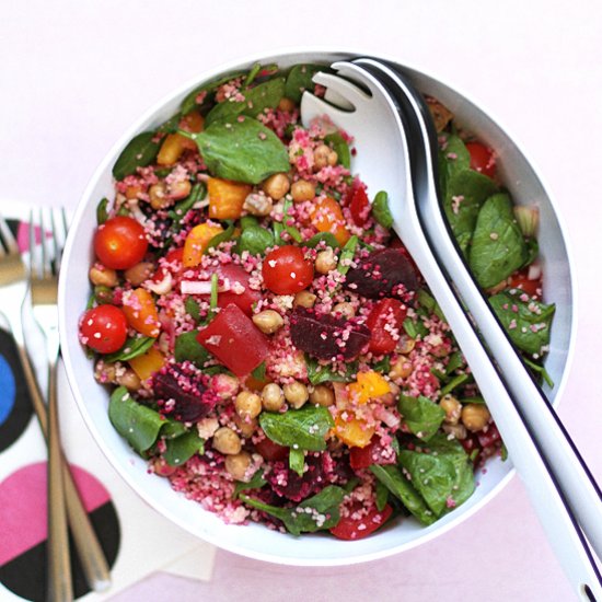 Chickpea, cous cous and beet salad