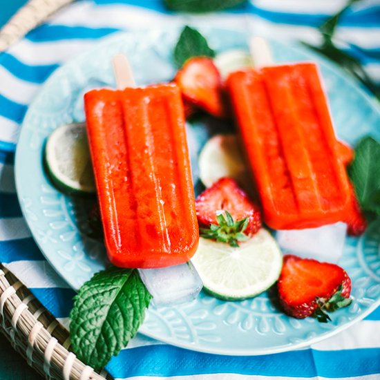 Strawberry mojito popsicles