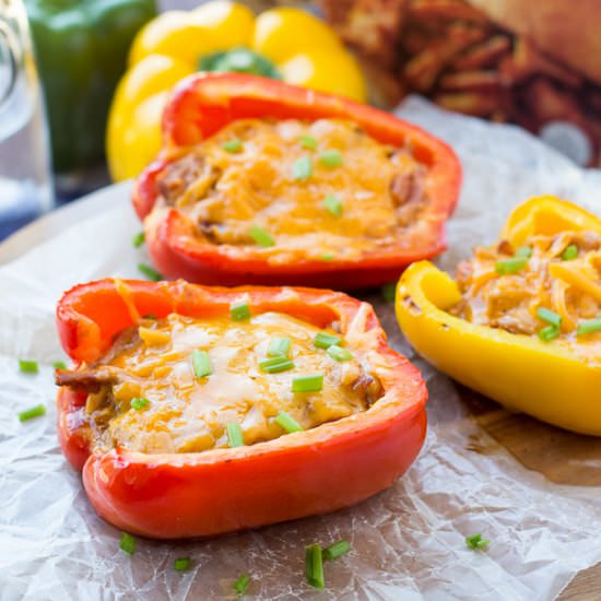 Grilled Pulled Pork Stuffed Peppers