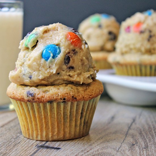 Monster Cookie Dough Cupcakes