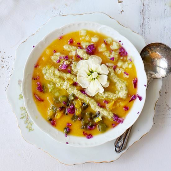 Yellow Gazpacho w/ Poblano Pesto