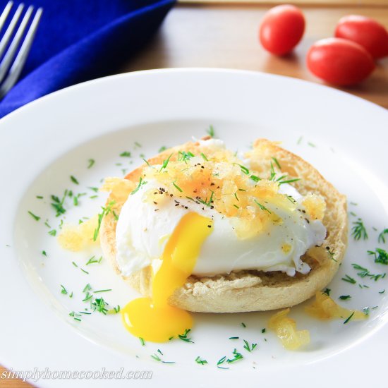 Poached Eggs with Sauteed Onions