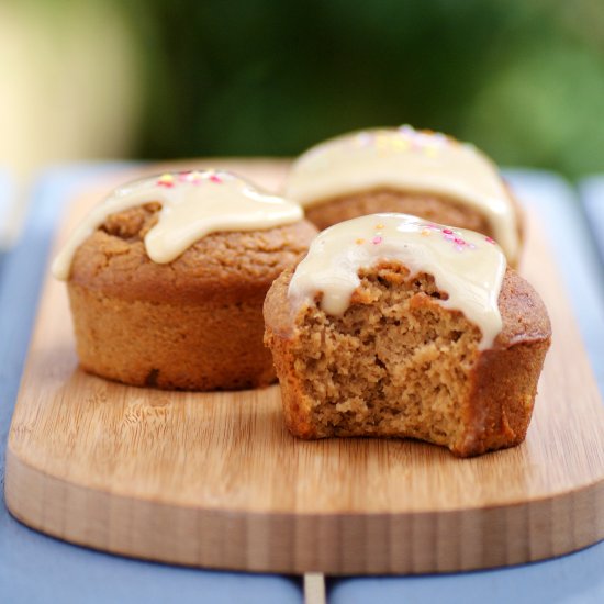 Vanilla Protein Cupcakes with Glaze