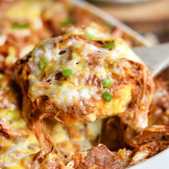 Loaded BBQ Pork Potato Casserole