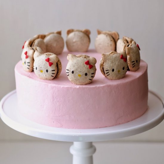 Hello Kitty Neapolitan Macaron Cake