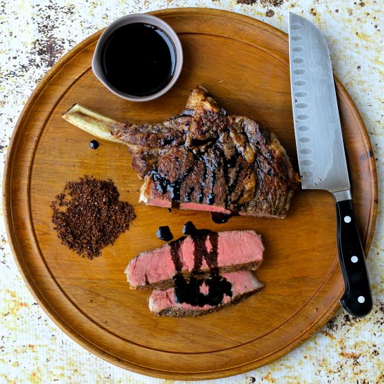 Cowboy Steak w/ Balsamic Reduction