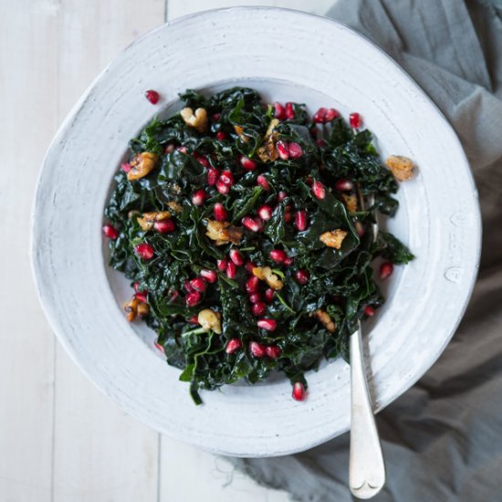 Pomegranate, Walnut & Kale Salad