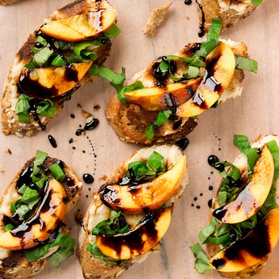 Balsamic Peaches Basil Bruschetta