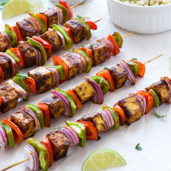 Tofu Fajita Kebabs with Quinoa