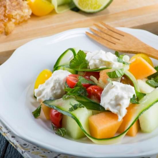 Tomato, Melon, and Burrata Salad