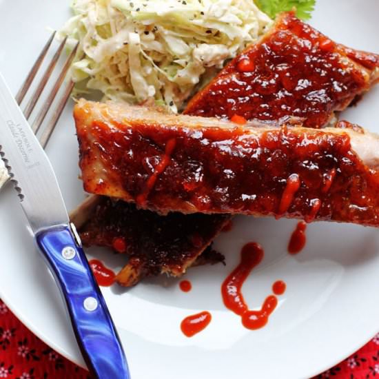 Fig and Sriracha Glazed Spare Ribs