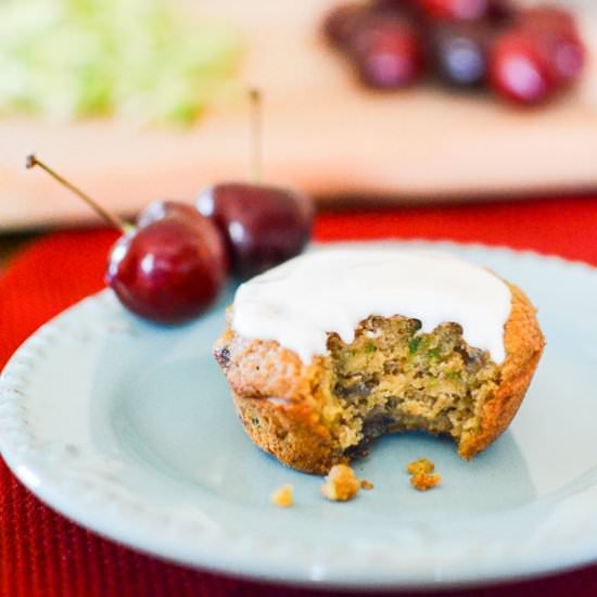 Frosted Cherry-Zucchini Muffins