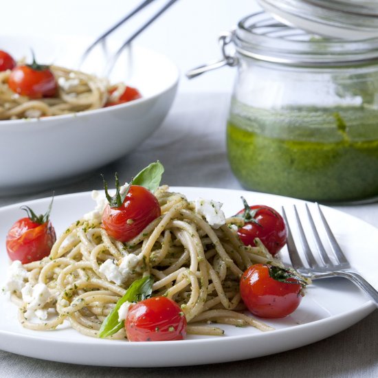 Spaghetti w/ Burst Cherry Tomatoes