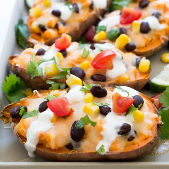 Loaded Mexican Sweet Potato Skins