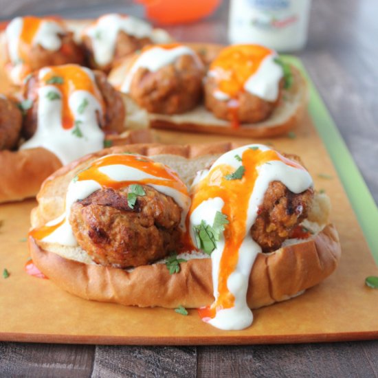 Buffalo Turkey Meatball Subs