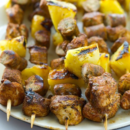 Jerk Chicken Pineapple Kabobs