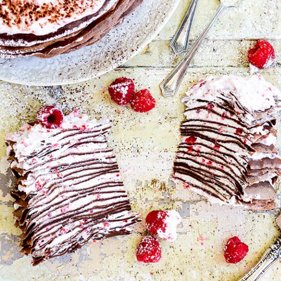 Chocolate-Raspberry Crepe Cake