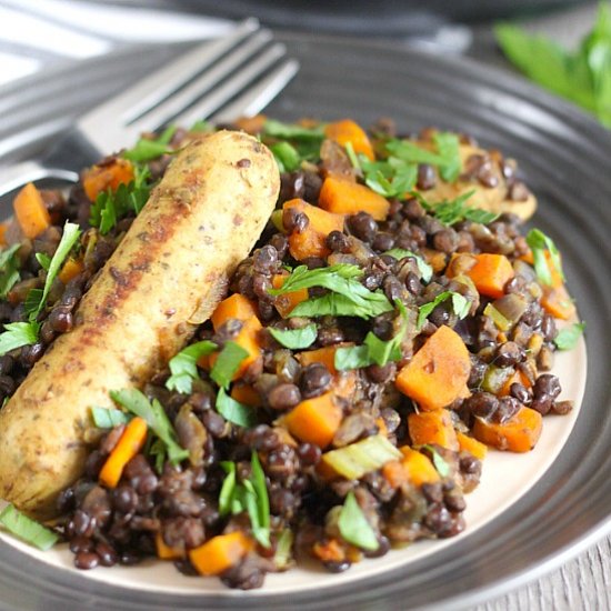 Sausage and lentil cassoulet