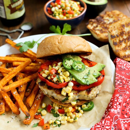 Grilled Tex Mex Chicken Burgers