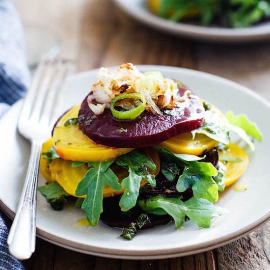 Stacked Beet Salad with Herb Oil