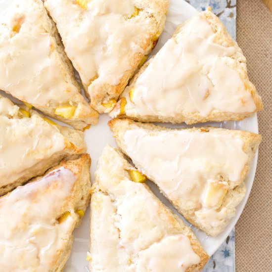 Peach Pie Scones with Vanilla Glaze