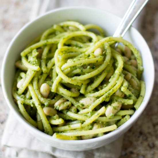 Avocado Pesto and White Bean Pasta