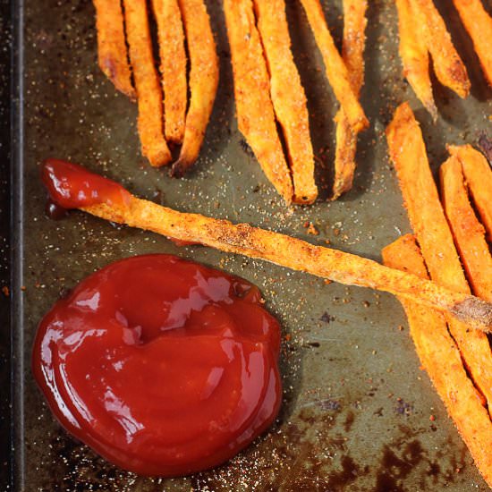 Baked Buffalo Sweet Potato Fries